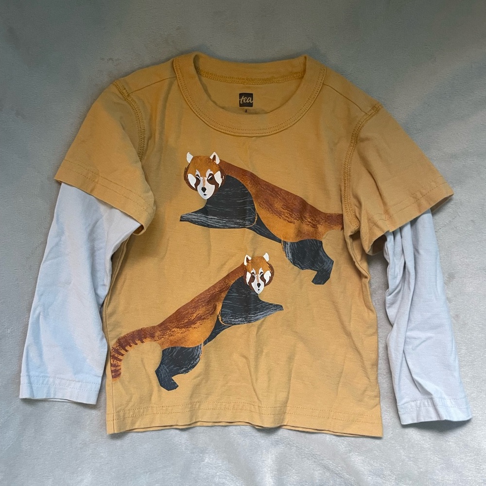 Tea Collection Red Panda Layered Shirt 2T
